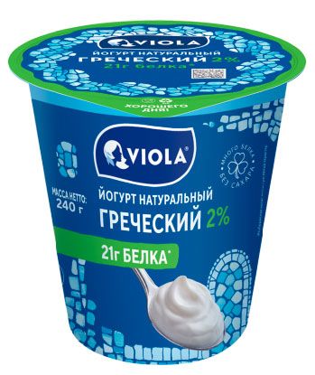 Йогурт сливочный густой ложковый Viola Греческий 2% БЗМЖ, 240 г