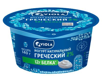 Йогурт сливочный густой ложковый Viola Греческий 2% БЗМЖ, 140 г