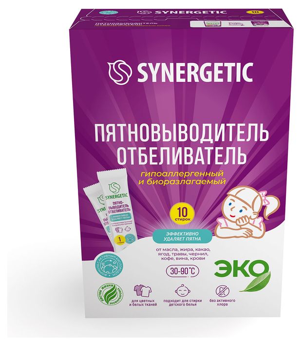 фото Отбеливатель-пятновыводитель synergetic 10 стирок, 250 г