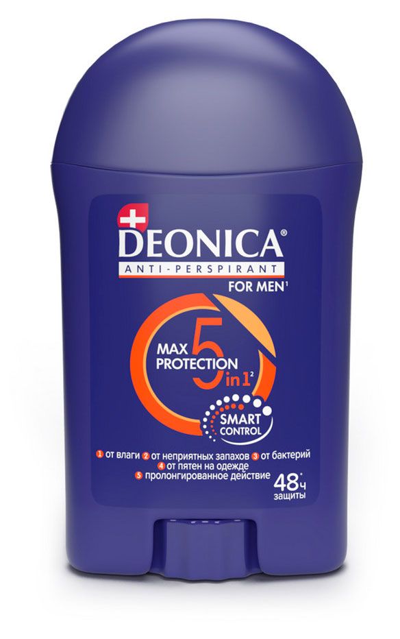 Дезодорант антиперспирант мужской Deonica For Men 5Protection твердый стик, 40 мл