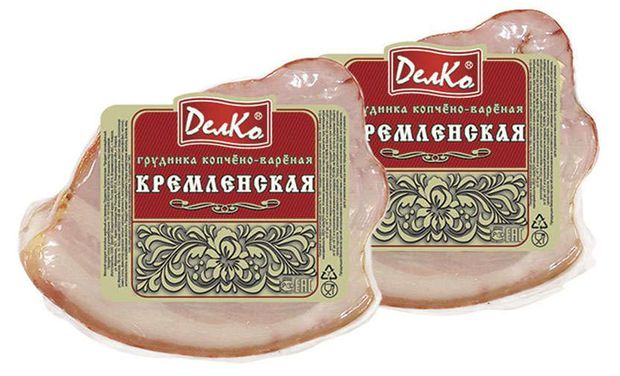 Грудинка свиная варено-копченая ДелКо Кремленская, ~ 0,6 кг