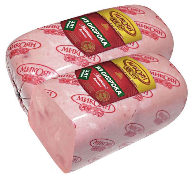 Ветчина Микоян вареная из окорока 02-04 кг 1 упаковка 03 кг 43₽