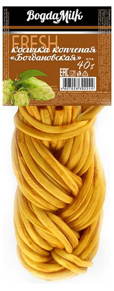 Сырный продукт Богдамилк копченый 40% (0,1-0,5 кг) ЗМЖ, 1 упаковка ~ 0,3 кг