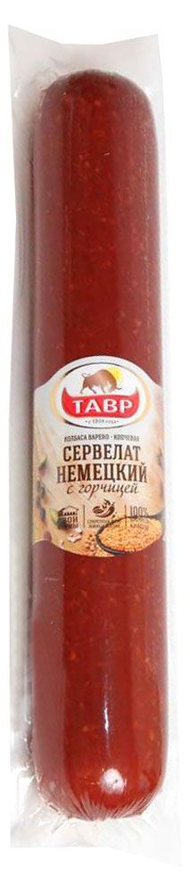 Сервелат варено-копченый Тавр Немецкий с горчицей, ~ 1,2 кг
