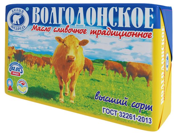 фото Масло сливочное волгодонское традиционное 82,5% бзмж, 380 г белый медведь
