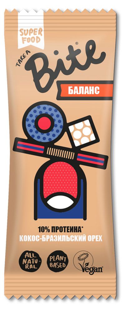 Батончик Take a Bite Баланс Кокос-Бразильский орех 45 г 114₽