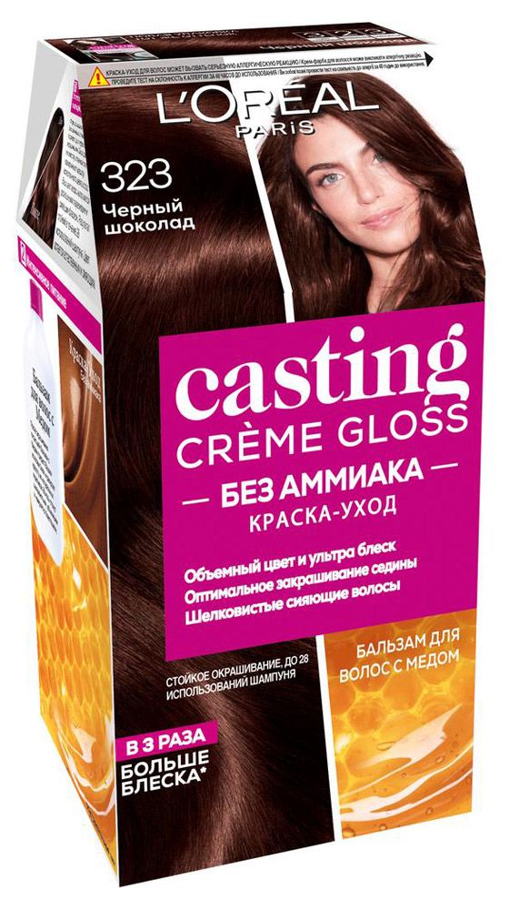 фото Краска для волос l'oreal paris casting creme gloss черный шоколад тон 323, 180 мл