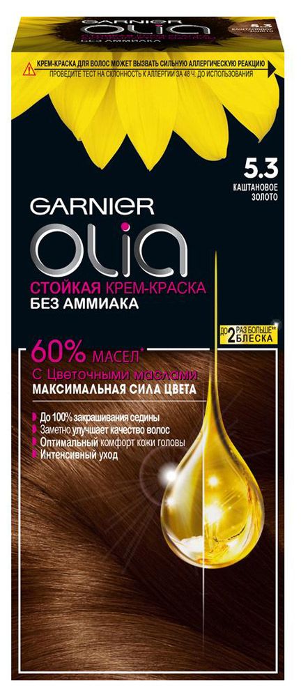 фото Краска-крем для волос garnier olia каштановое золото тон 5.3, 160 мл, 112 мл