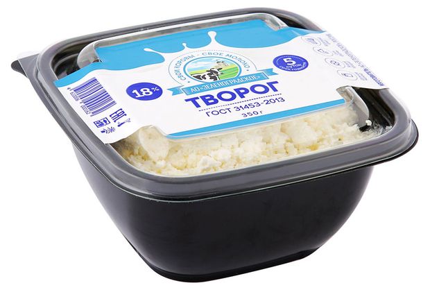 Молочные продукты, яйца  Ашан Творог рассыпчатый Зеленоградское 18% БЗМЖ, 350 г