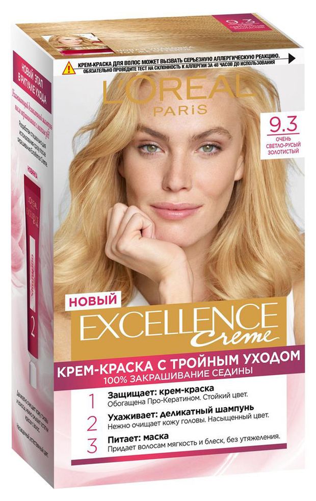 Крем-краска для волос L'Oreal Paris Excellence светло-русый золотистый тон 9.3, 192 мл