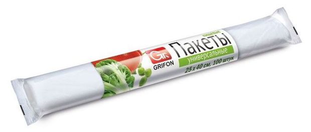 Пакеты пищевые Grifon универсальные биоразлагаемые 25 х 40 см 5 литров 100 шт 145₽