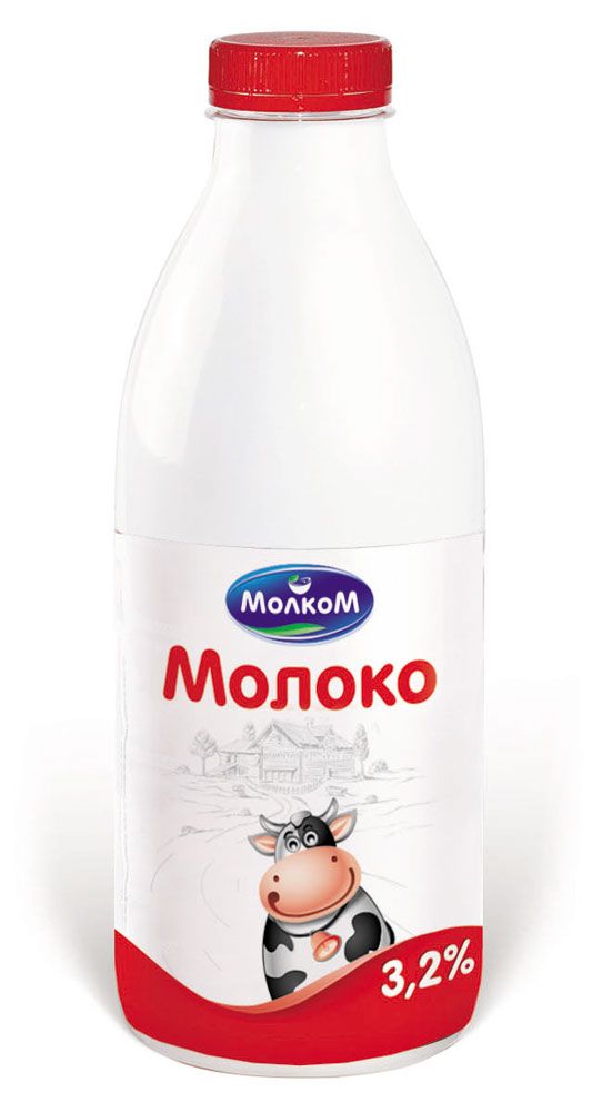 Молоко МОЛКОМ питьевое Российское 3,2% БЗМЖ, 950 г