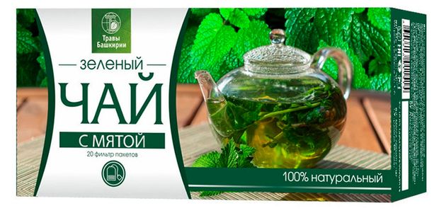 Чай зеленый Травы Башкирии с мятой, 20 х 2 г