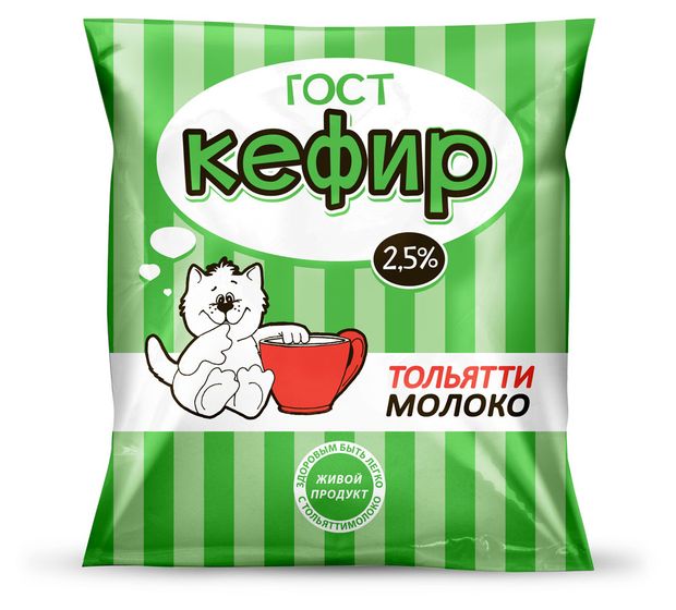 Кефир Тольяттимолоко в пакете ГОСТ 2,5% БЗМЖ, 400 г