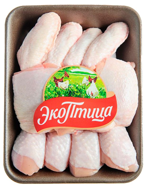 Ассорти из мяса птицы ЭКОПТИЦА бедро с кожей, голень крыло охлажденное, ~ 1 кг
