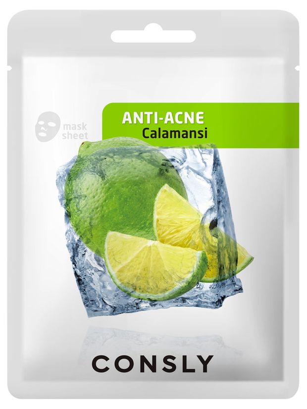 Маска для лица Conslyс экстрактом каламанси противовоспалительная тканевая Корея, 20 мл