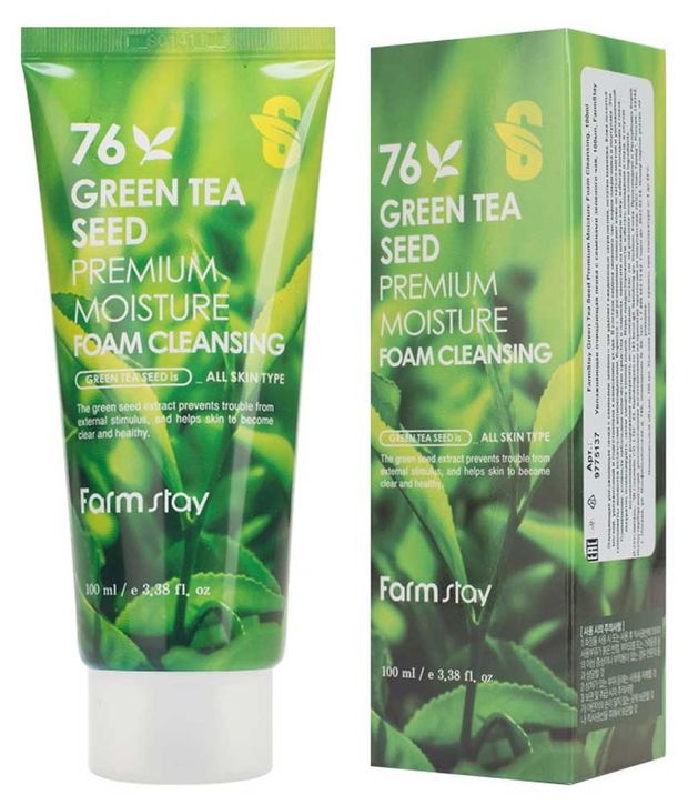 Пенка для лица FarmStay очищающая увлажняющая с семенами зеленого чая 100 мл 400₽