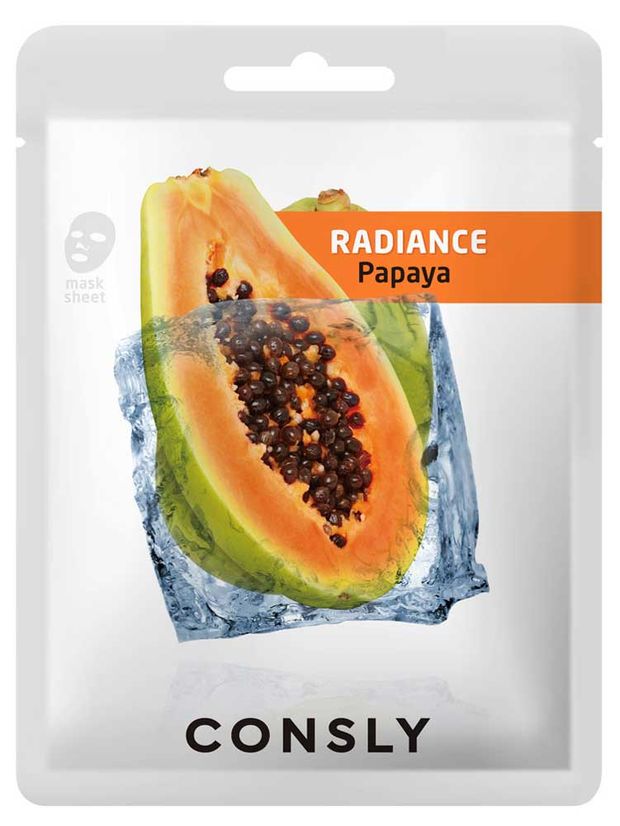Маска для лица Consly с экстрактом папайи выравнивающая тон кожи тканевая, 20 мл