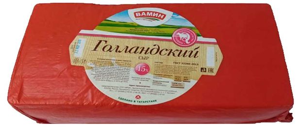 Голландский сыр мягкий фото Купить Сыр твердый "Вамин" Голландский 45% , Вес (885458) в интернет-магазине АШ