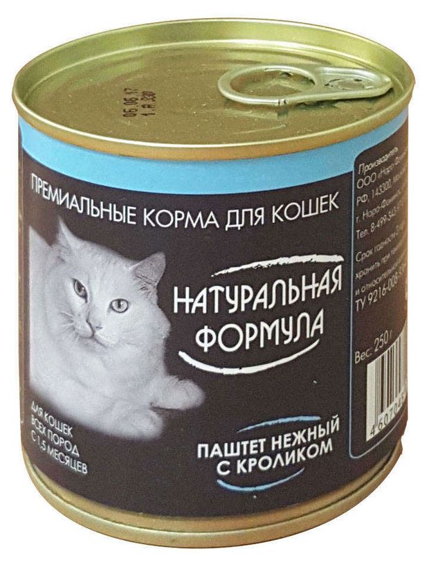 Корм для кошек Натуральная Формула паштет с кроликом, 250 г