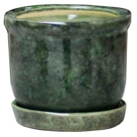 Горшок керамический зеленый 14 см, 1.2 л