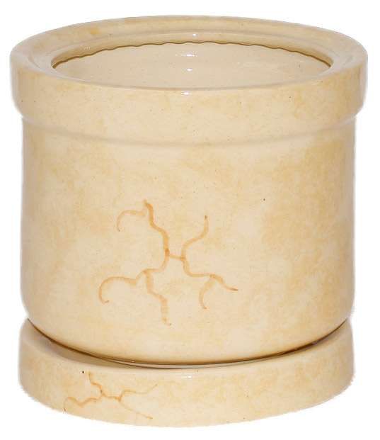 Горшок керамический Цилиндр бежевый с поддоном 28х29 см, 11.6 л