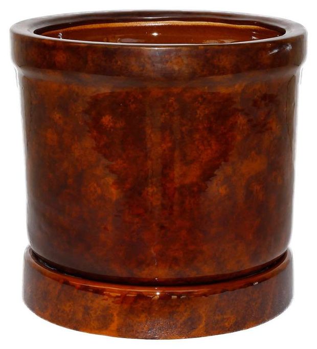 Горшок керамический Цилиндр коричневый с поддоном, 31х35 см 19 л