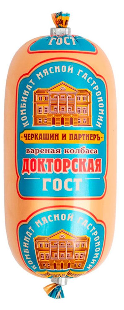 Колбаса вареная Черкашин и партнеръ Докторская из свинины и говядины ГОСТ, 350 г
