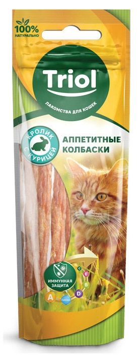 Лакомство для кошек Triol колбаски из кролика с курицей, 40 г
