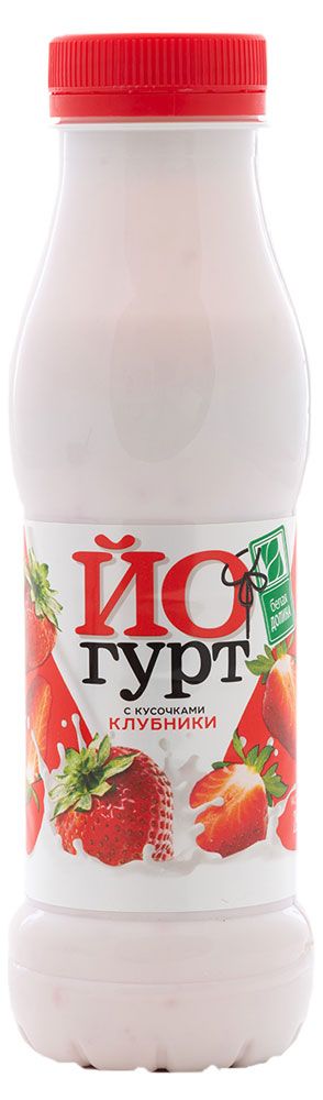 Йогурт питьевой Белая Долина с кусочками фруктов клубника 2,5% БЗМЖ, 290 г