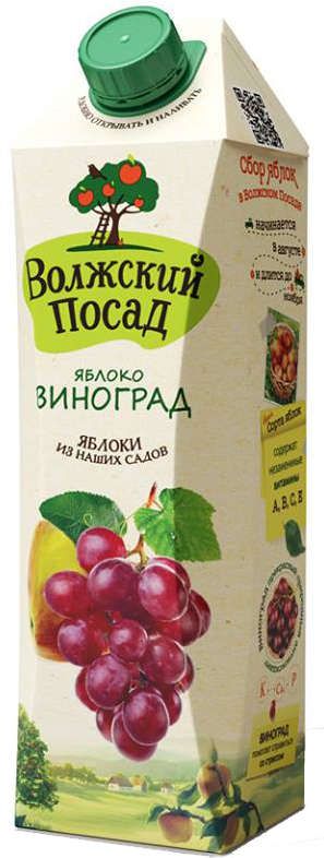 Нектар Волжский Посад яблоко-виноград, 1 л