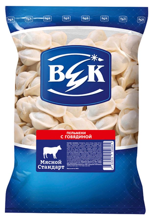 Пельмени Век Мясной стандарт с говядиной, 900 г