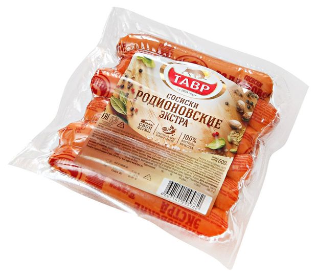 Сосиски Тавр Родионовские Экстра, 600 г
