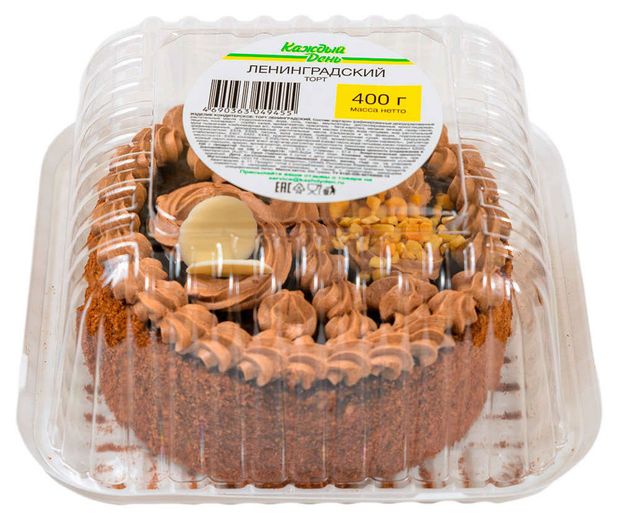 Торт песочный Каждый день Ленинградский с шоколадным кремом охлажденный, 400 г
