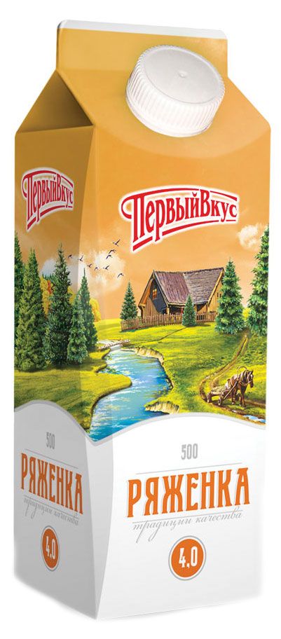 Напиток кисломолочный Ряженка Первый Вкус 4% БЗМЖ, 500 г