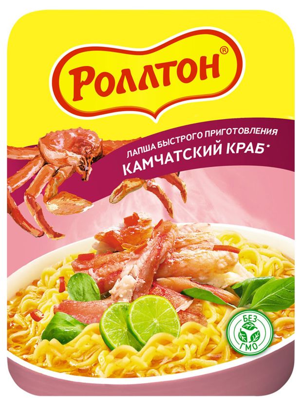 Лапша Роллтон Камчатский краб 90 г 60₽