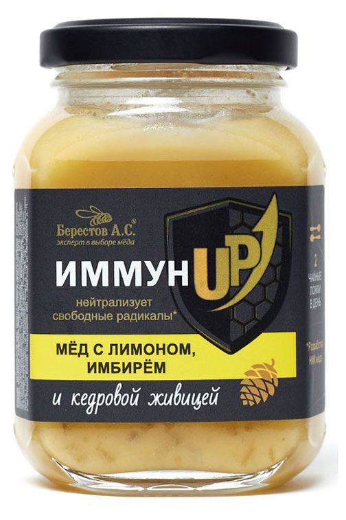 Мeд Берестов А.С. ИммунUP с лимоном имбирем и кедровой живицей, 200 г