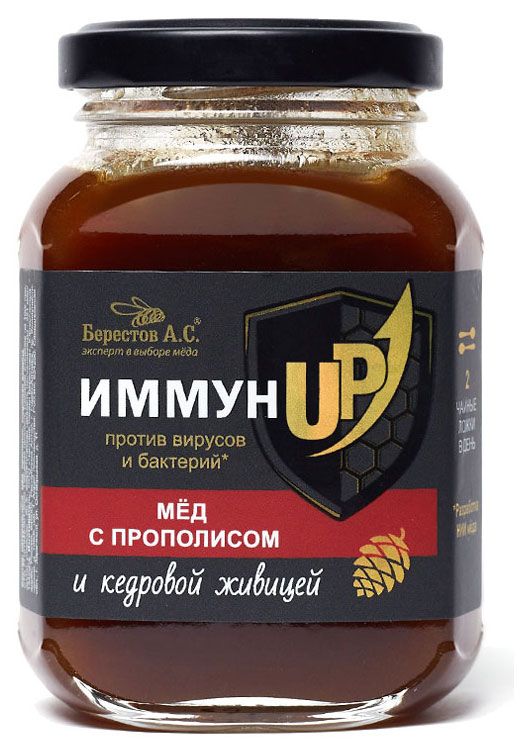 Мeд Берестов А.С. ИммунUP с прополисом и кедровой живицей, 200 г