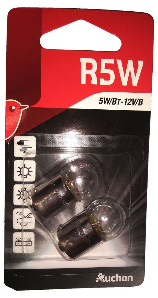 Лампа автомобильная АШАН Красная птица R5W 2 шт 30₽