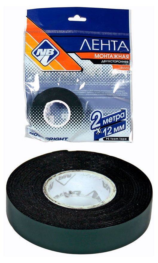 Лента клейкая Nova Bright двухстороняя зеленая 12 мм х 2 м 60₽