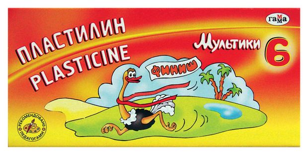 Пластилин Гамма Мультик со стеком 6 цветов 100₽