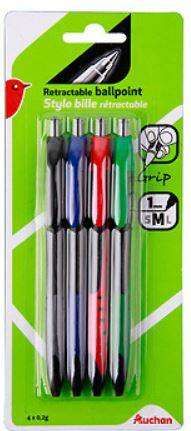 Набор шариковых ручек АШАН Красная птица автоматические, 4 цвета