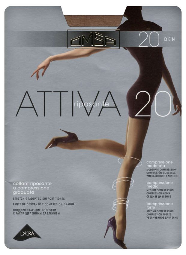 Колготки OMSА Attiva 20 den черные, размер 2