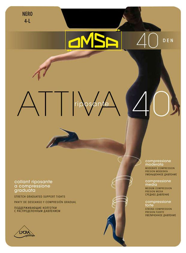 Колготки OMSА Attiva 40 den черные, размер 5