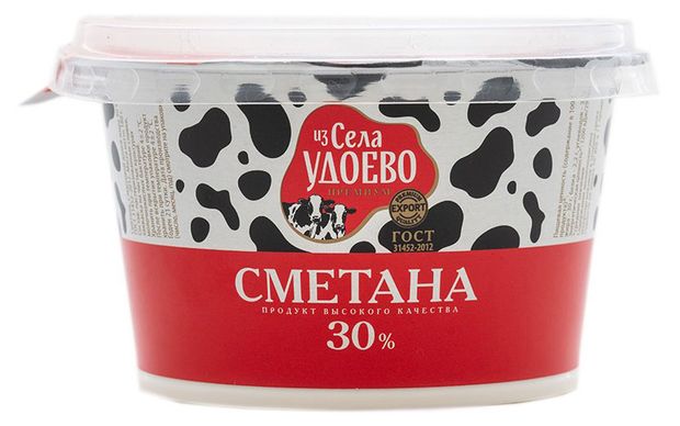 Сметана Из села Удоево 30% БЗМЖ, 180 г