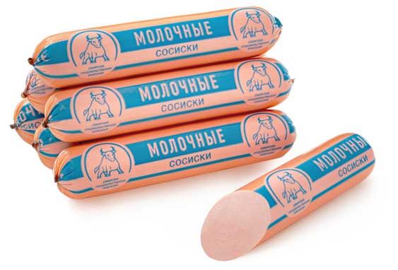 Сосиски СПК Молочные (0,8-1,2 кг), 1 упаковка ~ 1 кг