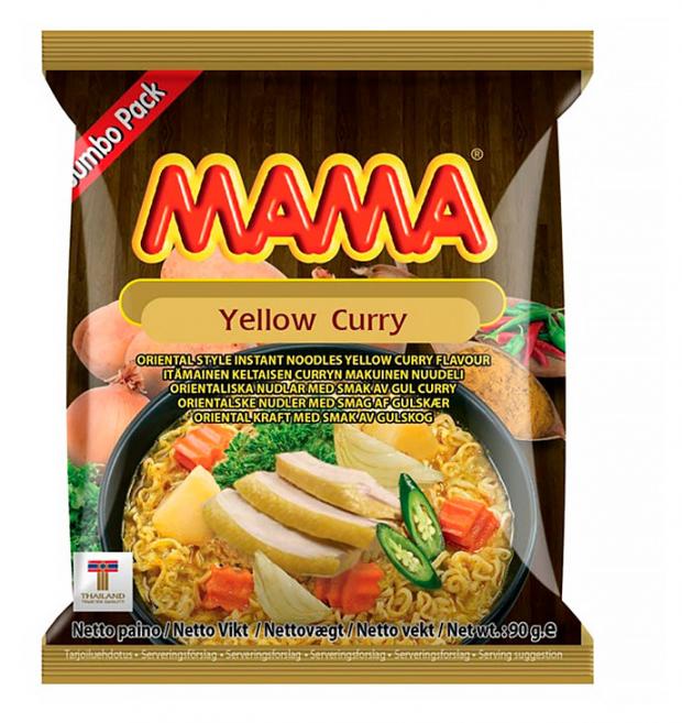 Лапша тайская MAMA со вкусом Жёлтый Карри брикет, 90 г