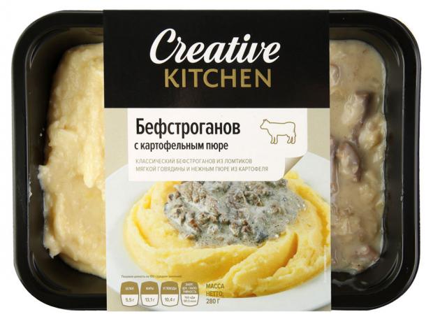 

Бефстроганов Creative Kitchen из говядины с картофельным пюре, 280 г