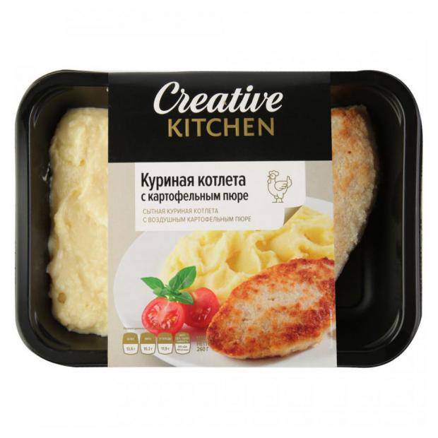 

Котлета Creative Kitchen куриная с картофельным пюре, 260 г