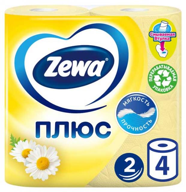 

Туалетная бумага Zewa Плюс ромашка 2 слоя, 4 рулона